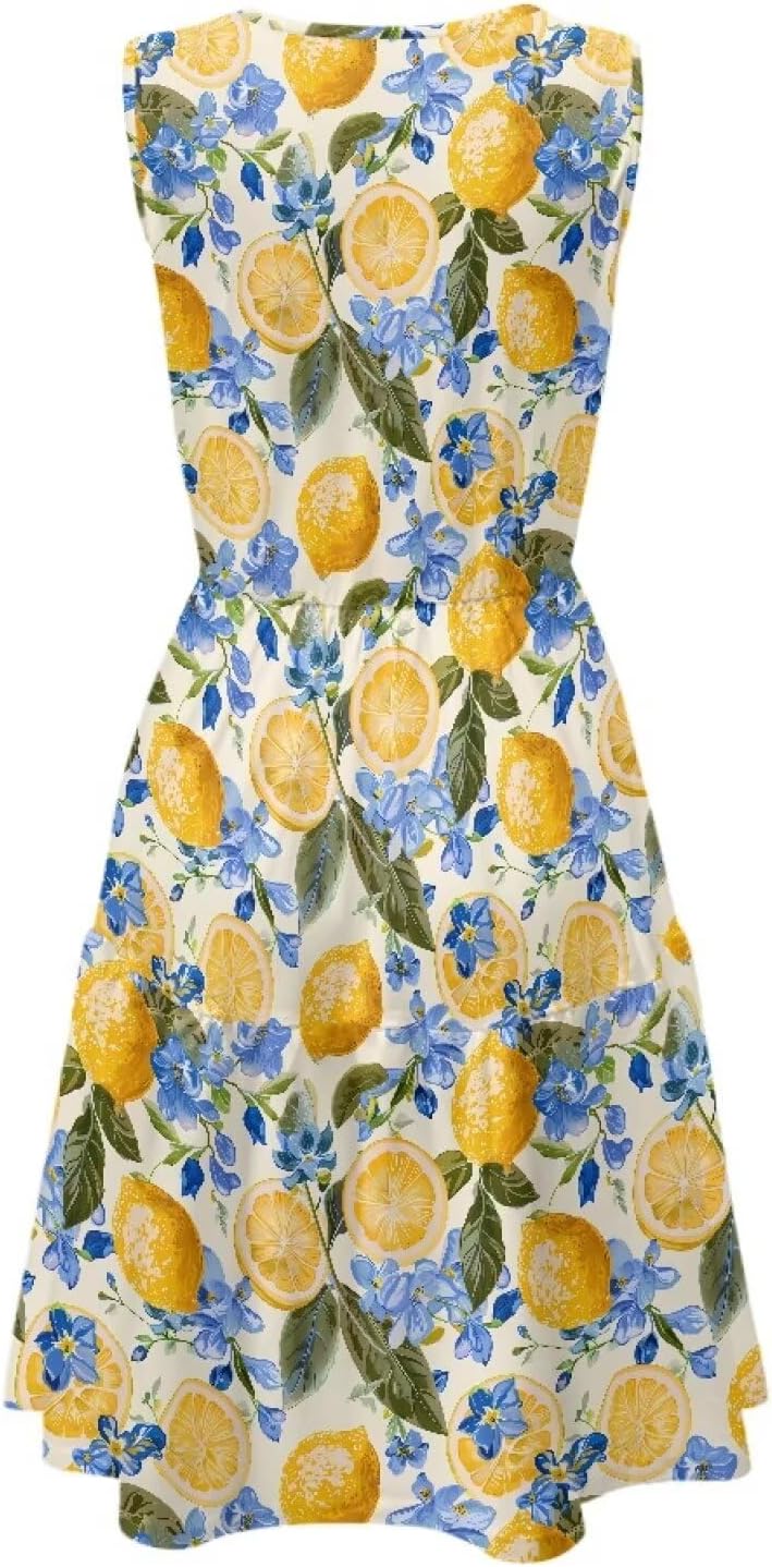 Women Summer Casual Sleeveless Crewneck Sundress A-line Flowy Tiered Midi Beach Dress Vacation Outfits - Image 6