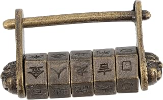 DOITOOL Text Password Lock Metal Suitcase Cabinet Decor Chinoiserie Decor Chinese Characters Padlock Letter Lock Locker Room Lock Simple Padlock Lock for Jewelry Box Retro Padlock China