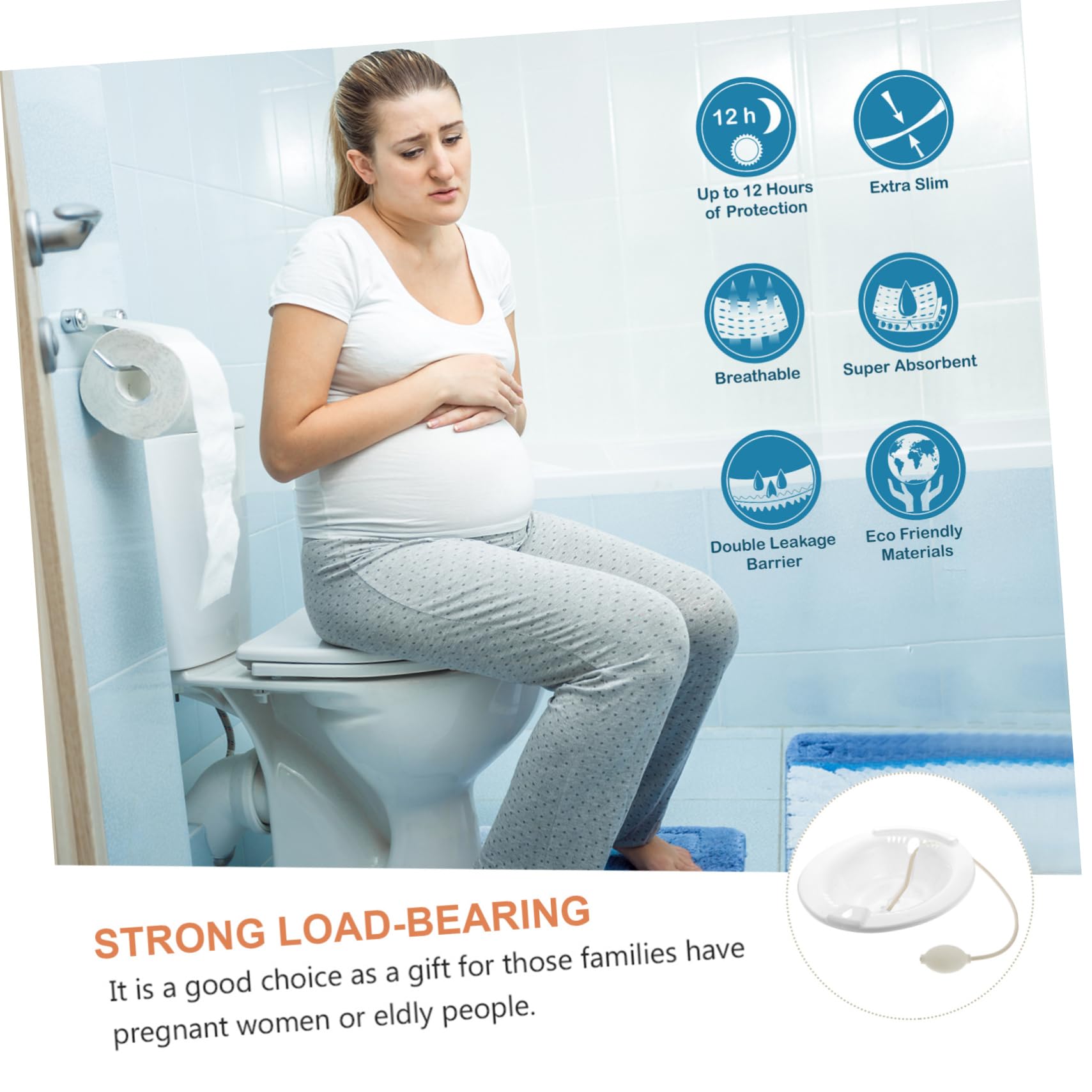 Bacino Sitz Bath Bianco in Pp per Assistenza Post Parto | Design Ergonomico e Struttura Ispessita, per Donne in Gravidanza e Persone Sedute, Uso Igienico Quotidiano