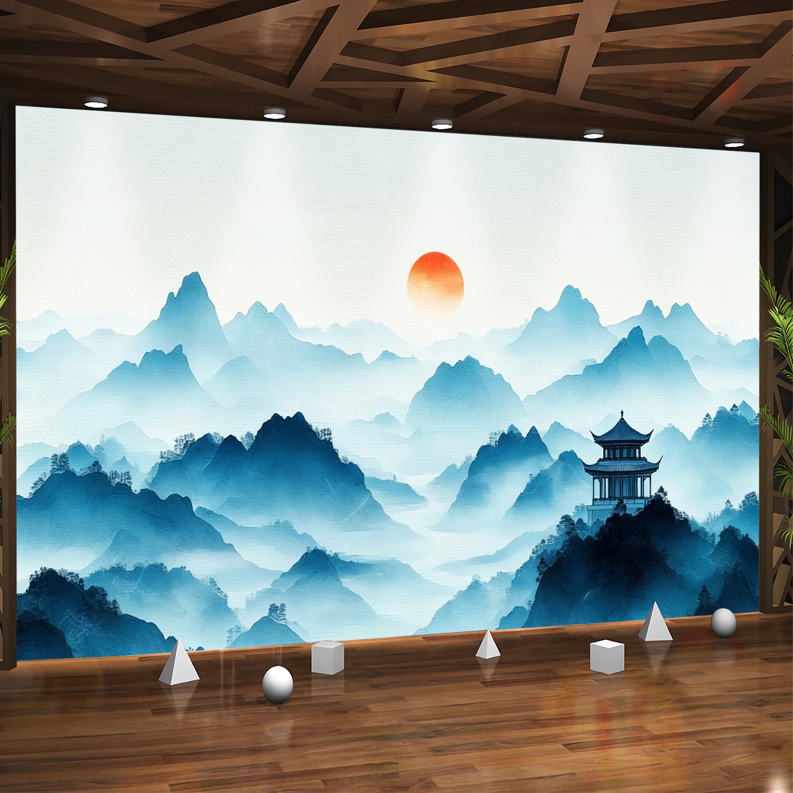 Carta da parati effetto 3D Paesaggio Montano E Acquatico 300 x 210 cm Murale Non Tessuto Stile Cinese Fotomurale Stampa HD Moderna Poster Per Soggiorno E Camera Da Letto Design 1M3638