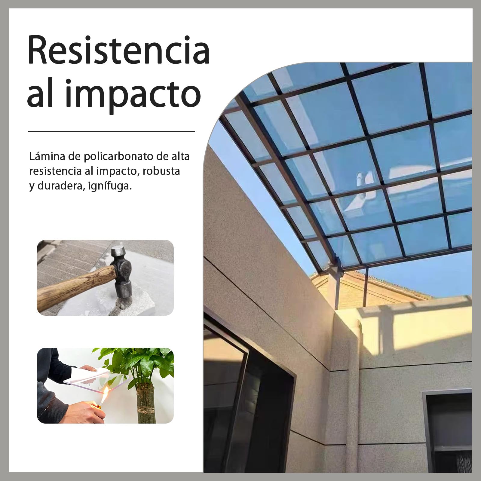 Policarbonato Placas Transparente 1 mm Planchas Tejados, Resistente UV Paneles, Planchas Revestimiento de Repuesto para Techos,Cocheras,Solarios, 1.5×2m (5.1×6.6ft)