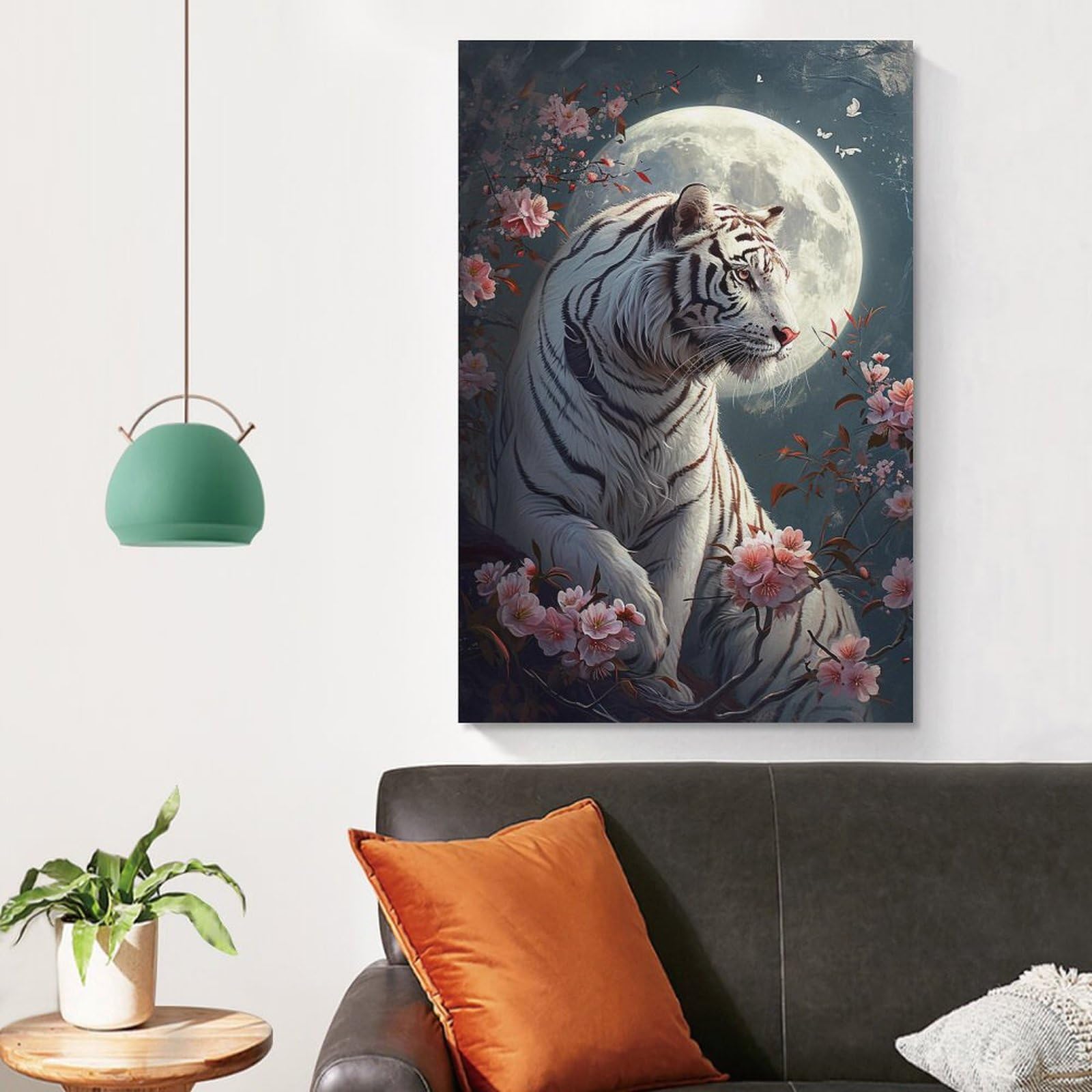 Amazon.co.jp: 絵画 遠くを見つめる獰猛なホワイトタイガーインテリア