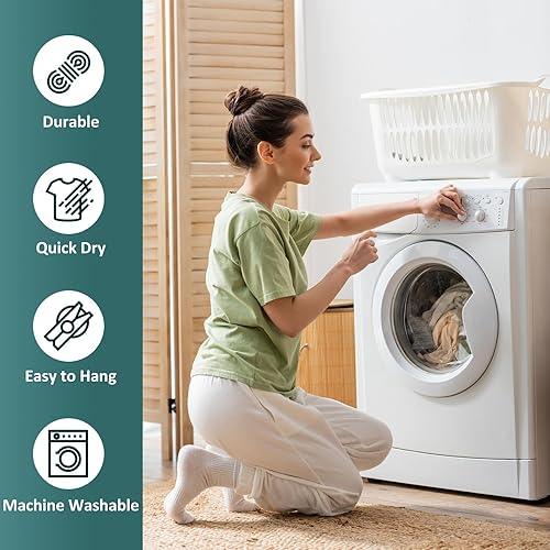 Miniatura 9 de Cortina de ducha de plantas amarillas y verdes para baño, cortinas de ducha de otoño en acuarela con patrón de hojas de eucalipto, cortina de ducha