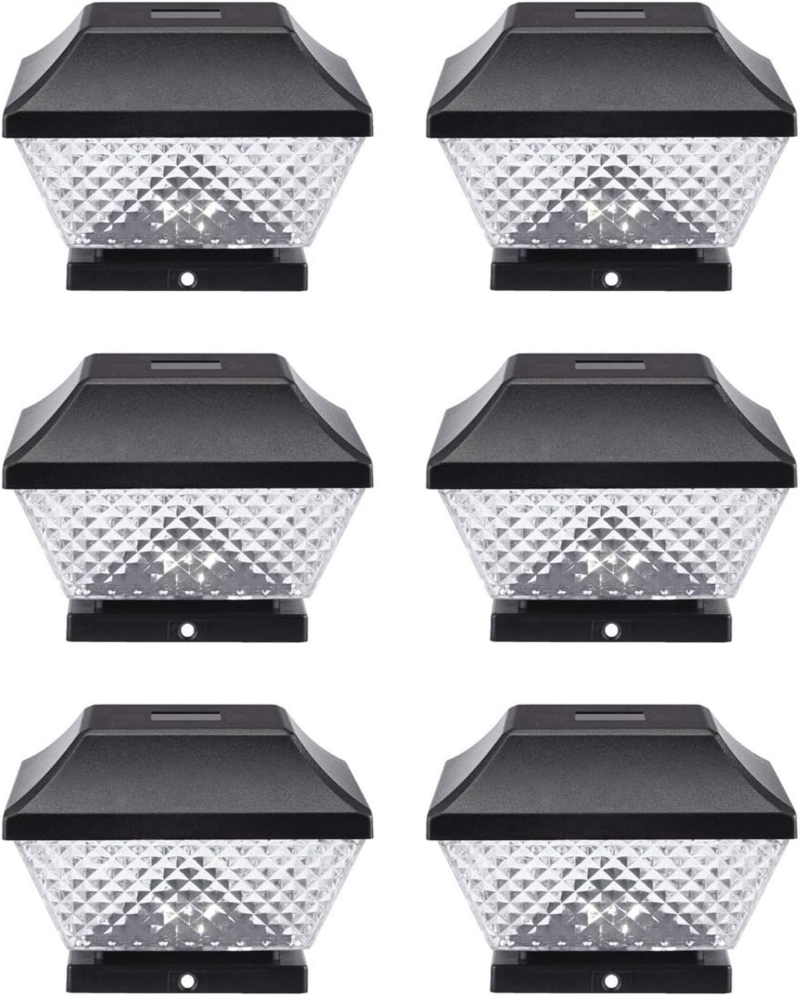 Solar Post Lights | Waterproof Outdoor Cap Lights for 4 x 4 Wooden Posts, Deck, Patio Garden Décor or Fence | Warm White LED Lights, 6-Pack