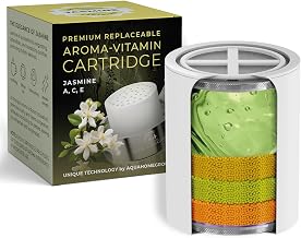 AquaHomeGroup Vitamin C+E+A Shower Filter Replacement Cartridge with Aroma Granules (Jasmine) - Removes Chlorine, Supports Skin & Hair Health