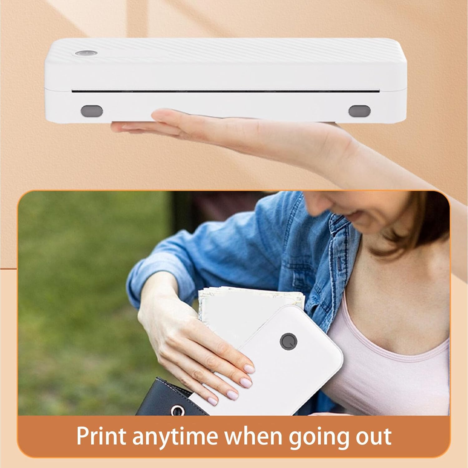 Portable Thermal Printer Featuring Rechargeable Battery Quiet Operations and Compatibility Compact