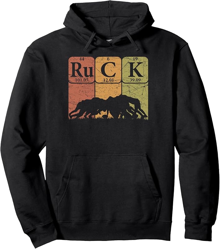 buzo con capucha Ruck Rugby Periodic Table Elements Rugby Player Nerd Retro