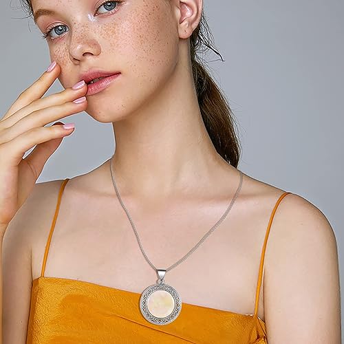 Miniatura 3 de Collar redondo de piedras preciosas de acero inoxidable, colgante redondo de cristales de energía curativa, piedras semipreciosas, regalo de Navidad