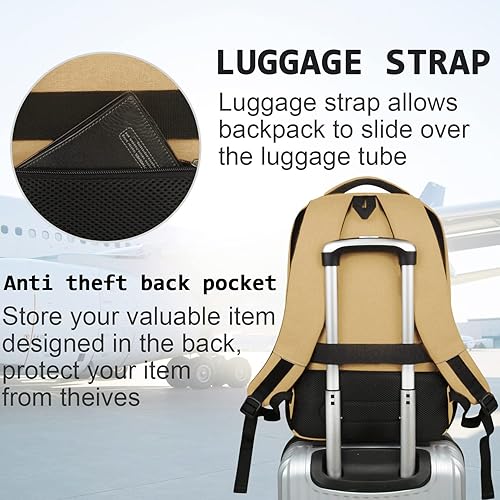 Miniatura 6 de Mochila para Laptop Volher, Caqui, 15,6 pulg., Computadora portátil