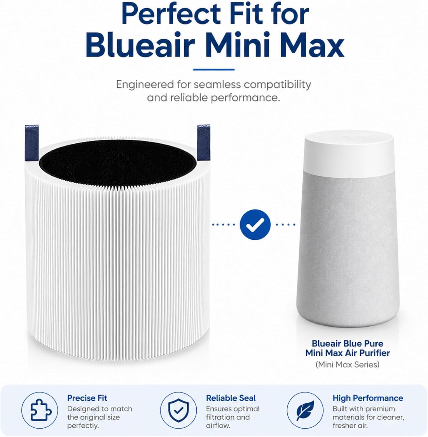 4 Pack Mini Max Replacement Filter for Blueair Blue Pure Mini Max Air Purifiers, HEPA & Activated Carbon Blue Pure FMINI Filter Compatible with Blue Pure Mini Max