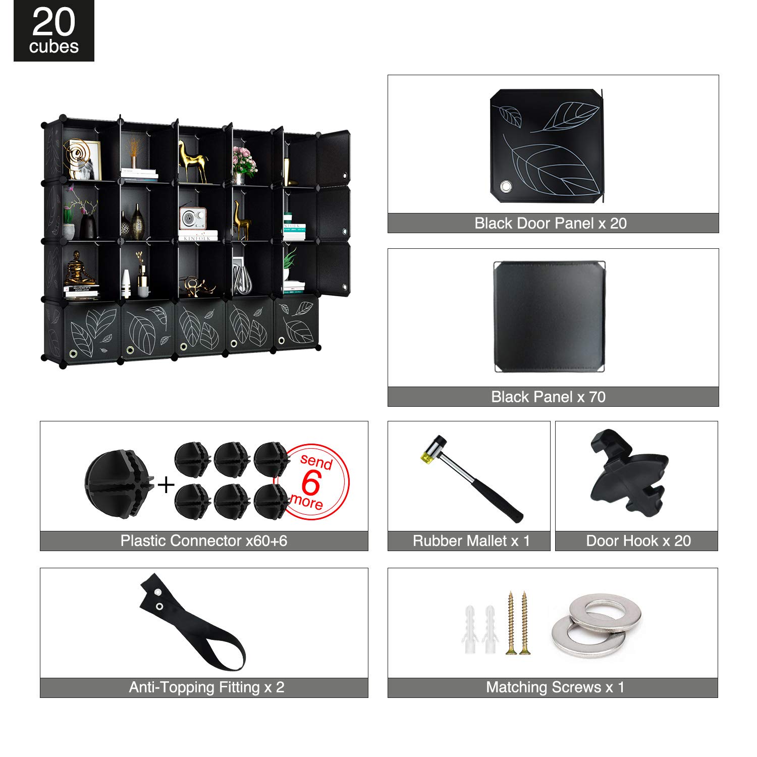 GREENSTELL Cube Storage Organizer, Plastic Closet Organizer with Doors