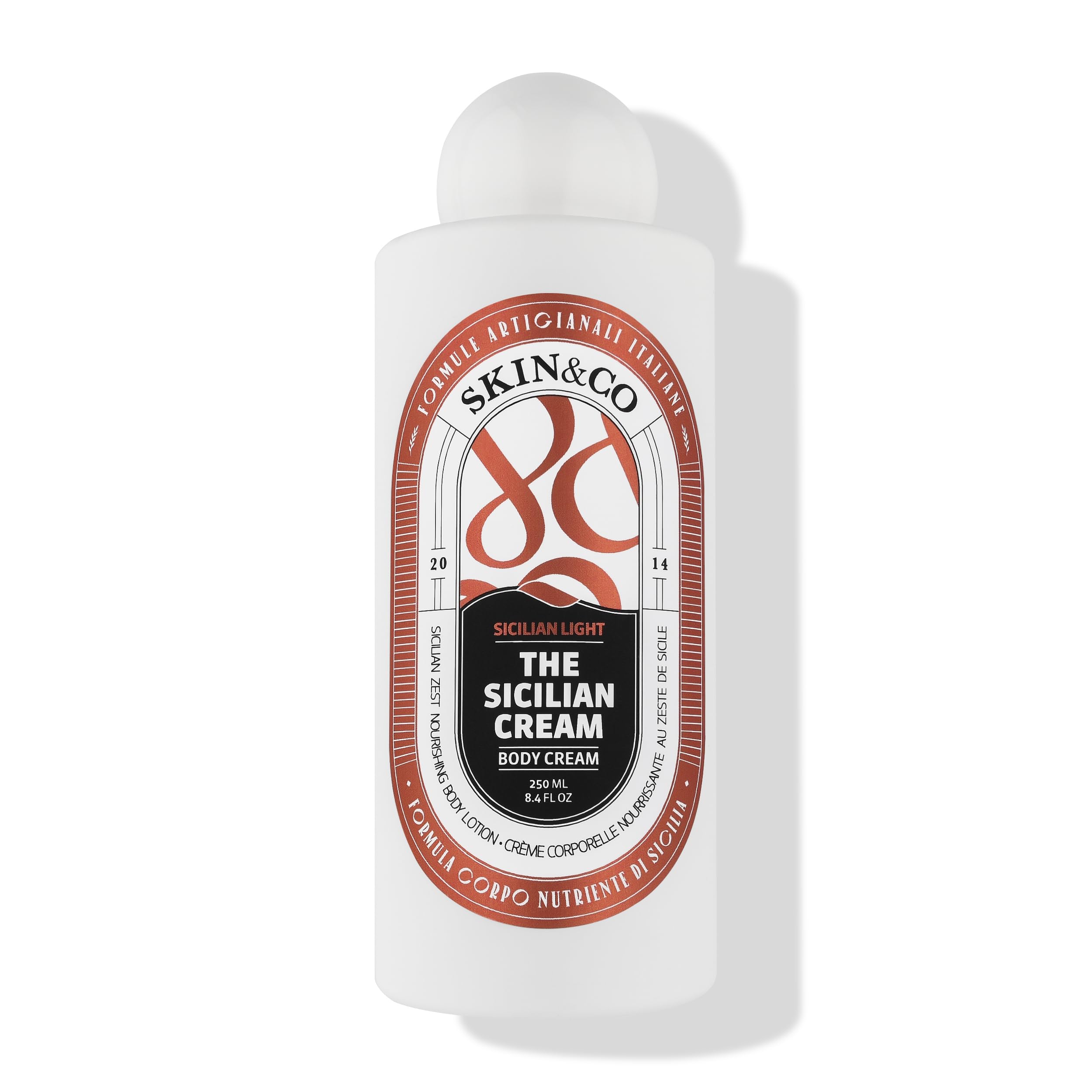 SKIN&CO Sicilian Light Body Lotion - All-Natural Hydrating & Nourishing Body Cream with Zesty Citrus Aroma for Women + Men, 8.4 FL OZ, Made in Italy
