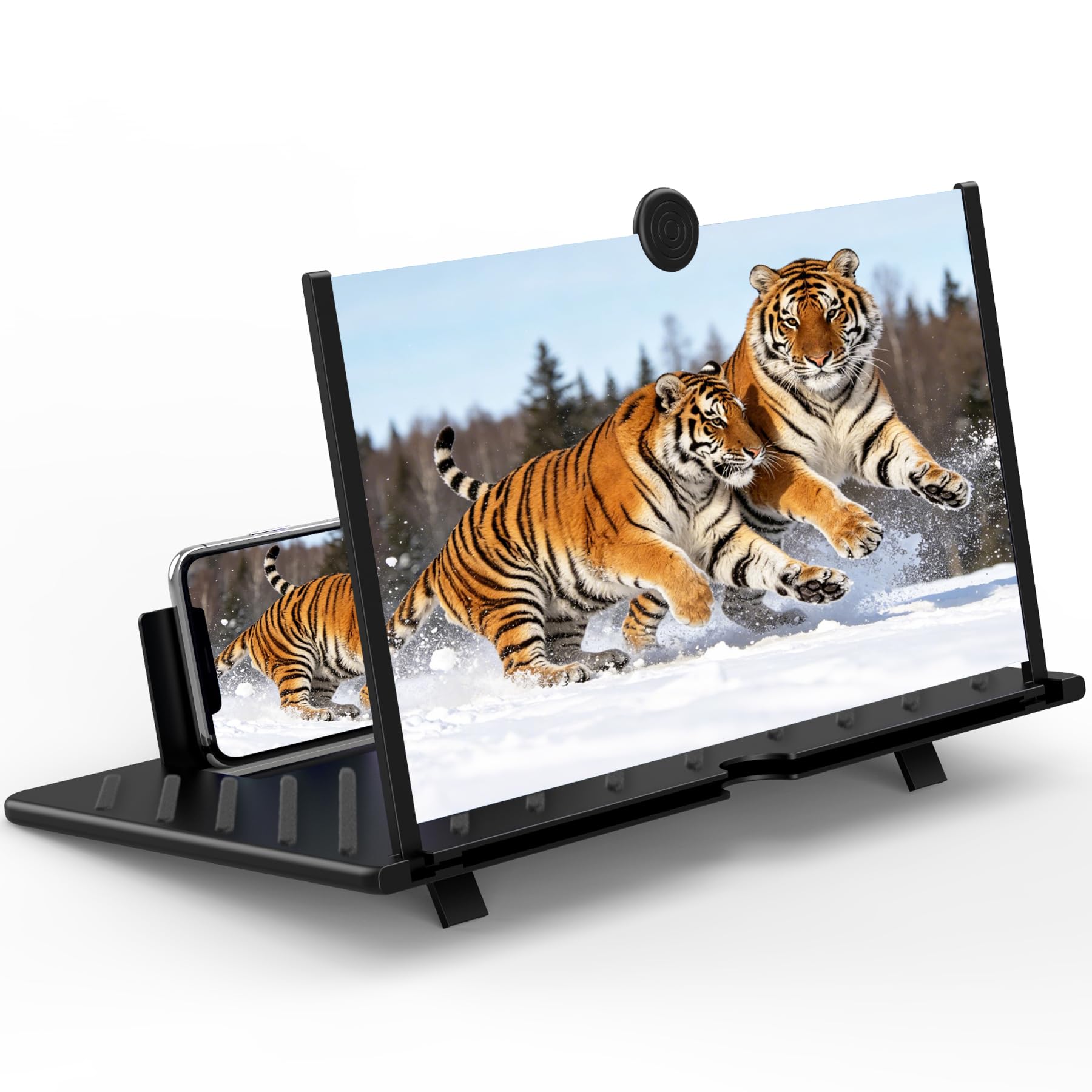 Photo 1 of 20" Screen Magnifier for Mobile Phone,3D HD Cell Phone Magnifying Projector Screen Enlarger for Movies, Videos, and Gaming,Foldable Phone Stand with Screen Amplifier,Gifts for Mom Dad(Black)
