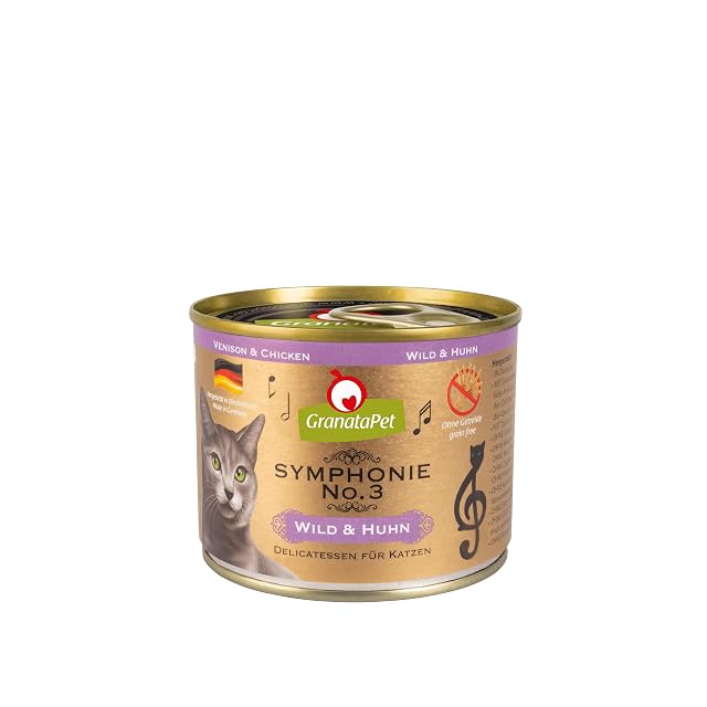 GranataPet Symphonie No. 3: venado y Pollo; alimento para Gatos sin Cereales ni azúcares