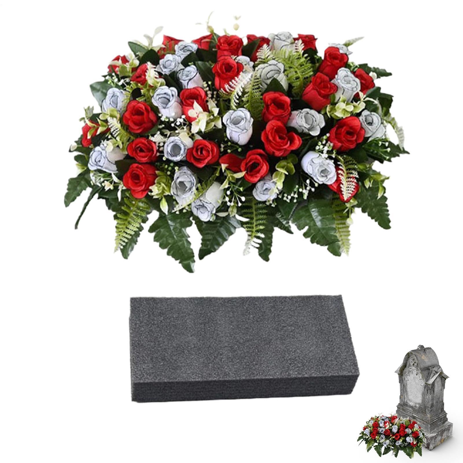 Fleurs artificielles pour cimetière - Résistantes aux UV - Décoration funéraire d'extérieur - Fleurs de cimetière et décorations funéraires - Pour l'extérieur - Pierres commémoratives pour retraite