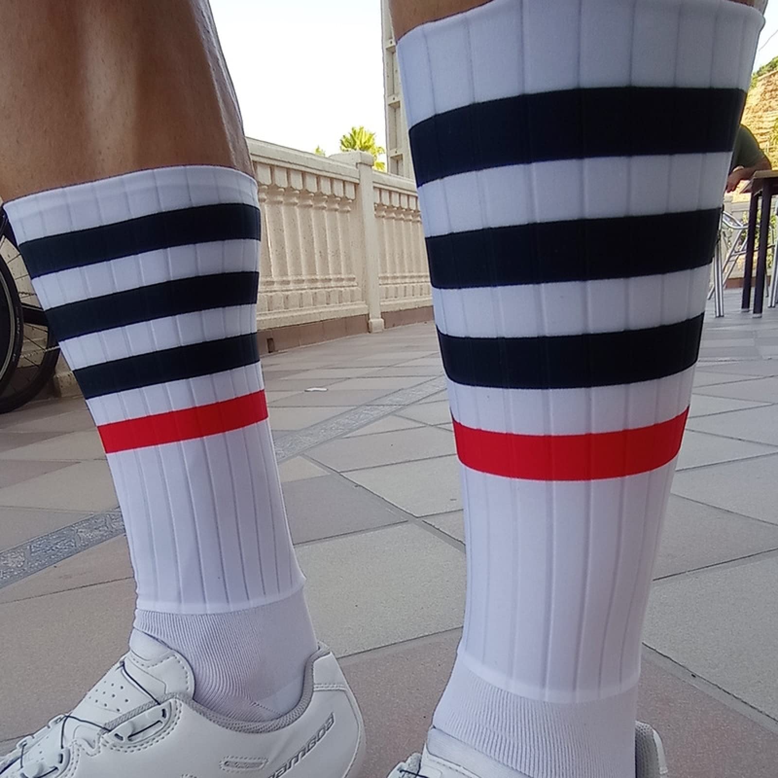 Socken Herren Anti Rutsch Silikon Aero Socken White Line Herren Fahrrad Sport Lauf Socken 6St
