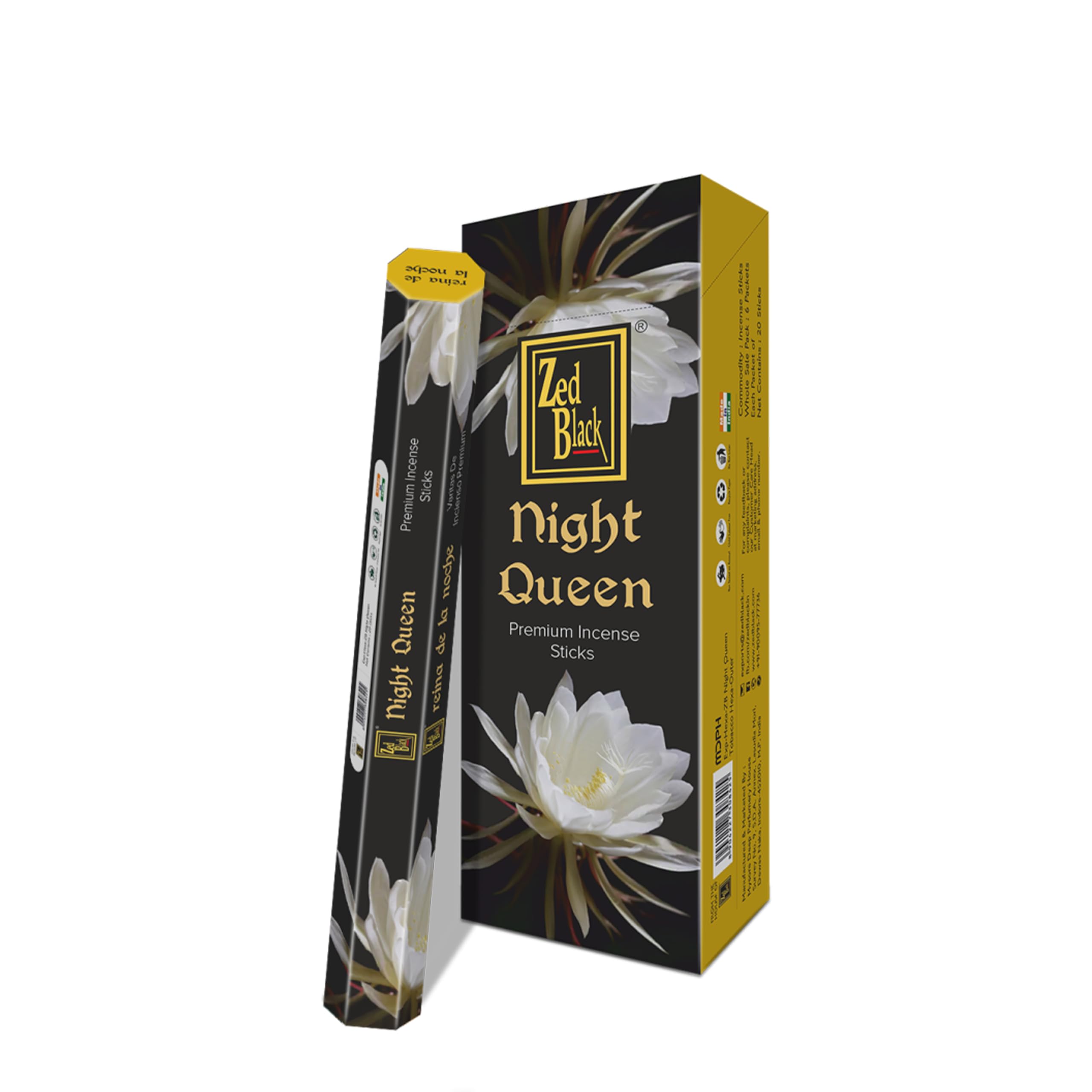 ZED BLACK Z008 Night Queen Incense Sticks, 20 Sticks x 6 Packs