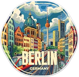 Germany Berlin City Sticker - Waterproof Vinyl Decal for Car Bumper, Water Bottle Laptop Luggage Bike Phone Cases Wall Window, Sticker - 5'' Longer Side
