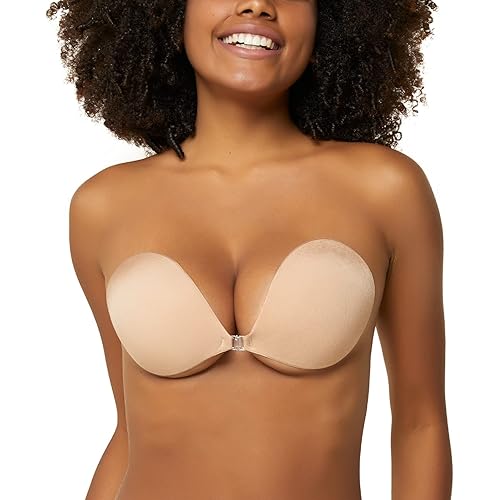 Niidor Strapless Bras for Women Sticky Bra Invisible Backless Bra Nude Beige