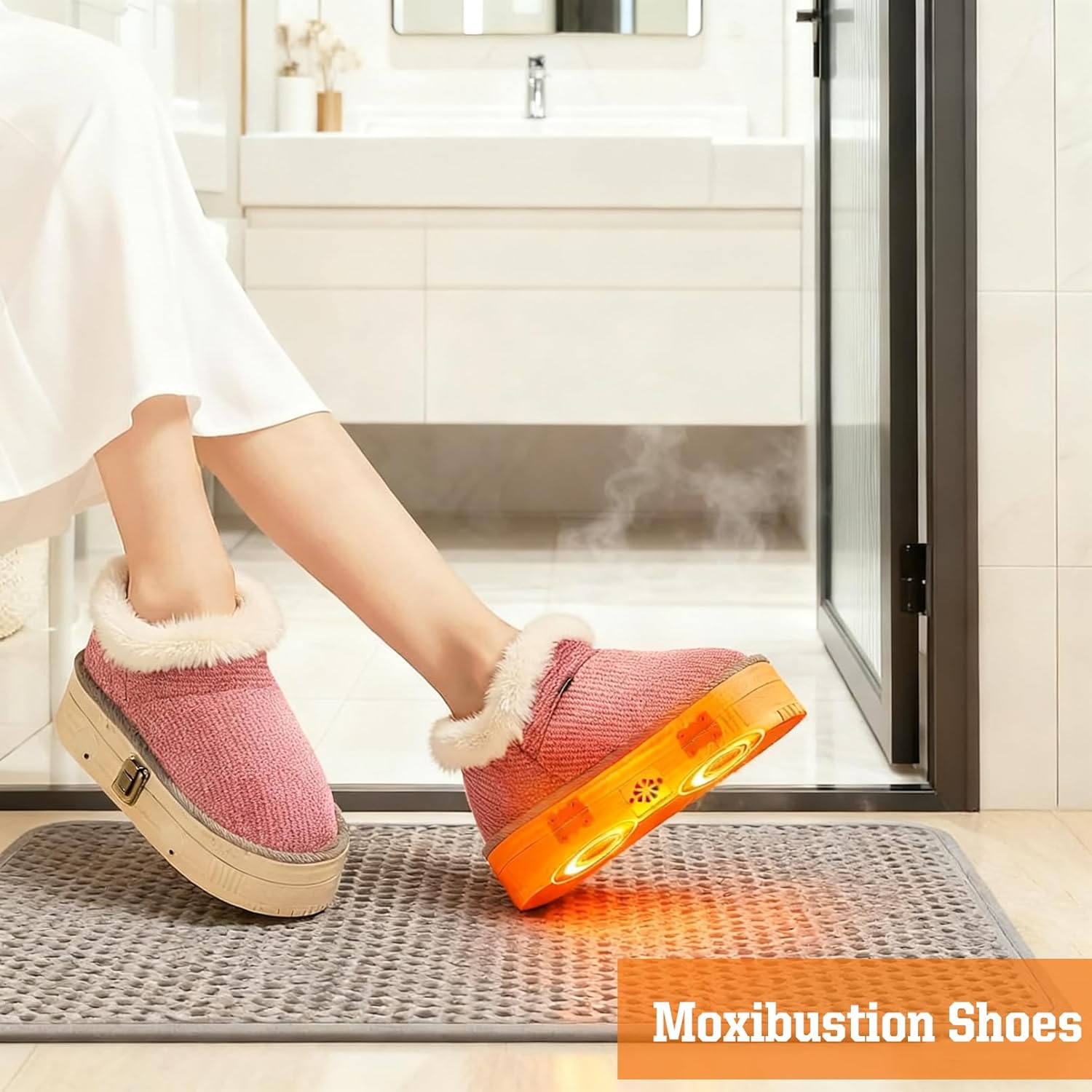 Moxibustion Shoes, Size 35-39, Wood & Cotton Material, Adjustable Heat Outlet, Portable Wearable for Home Bedroom Office, Move Freely While Moxibustion