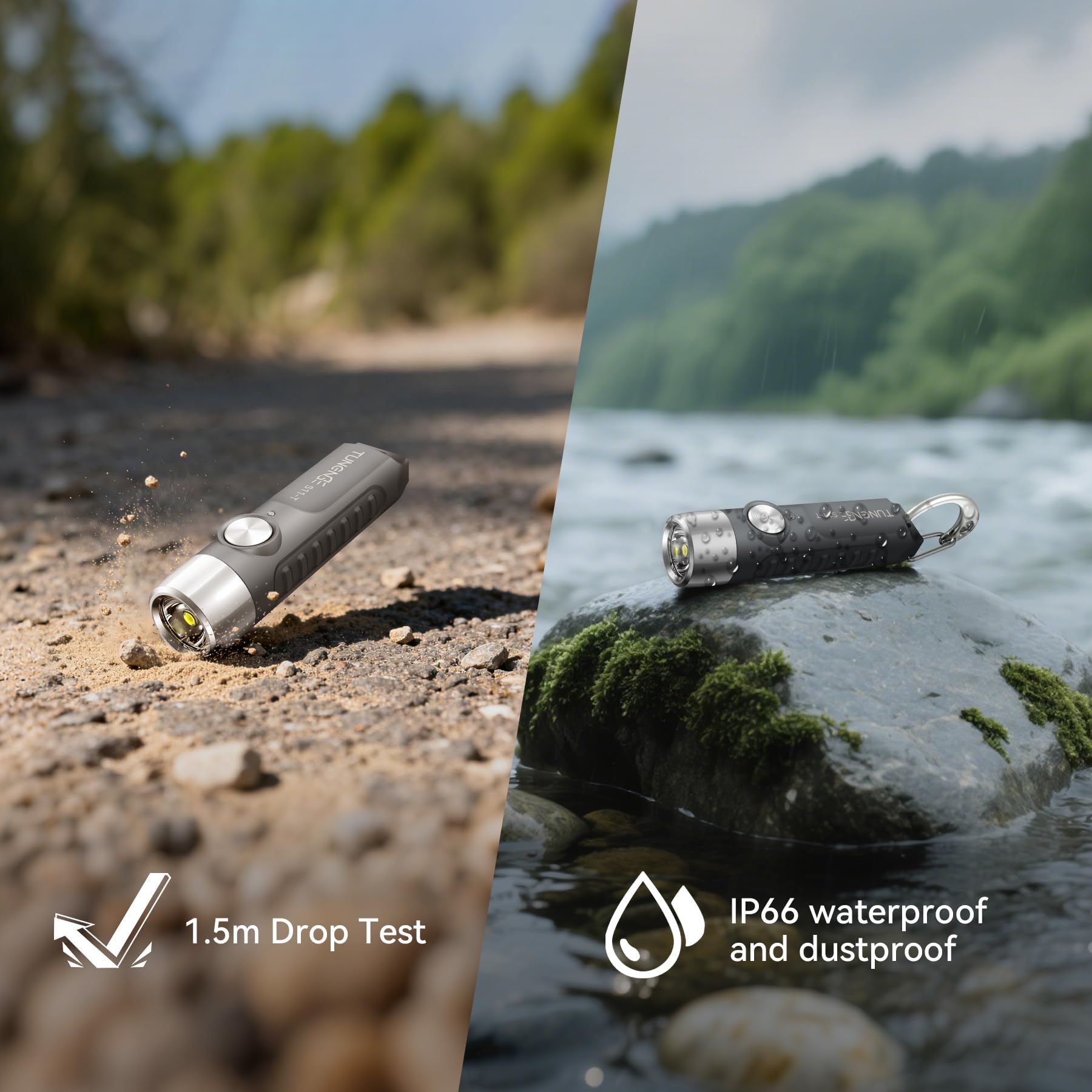 S11-T Linterna recargable con llavero, 500 lúmenes altos, mini linterna EDC con imán, luz LED de bolsillo adecuada para exteriores, camping, senderismo