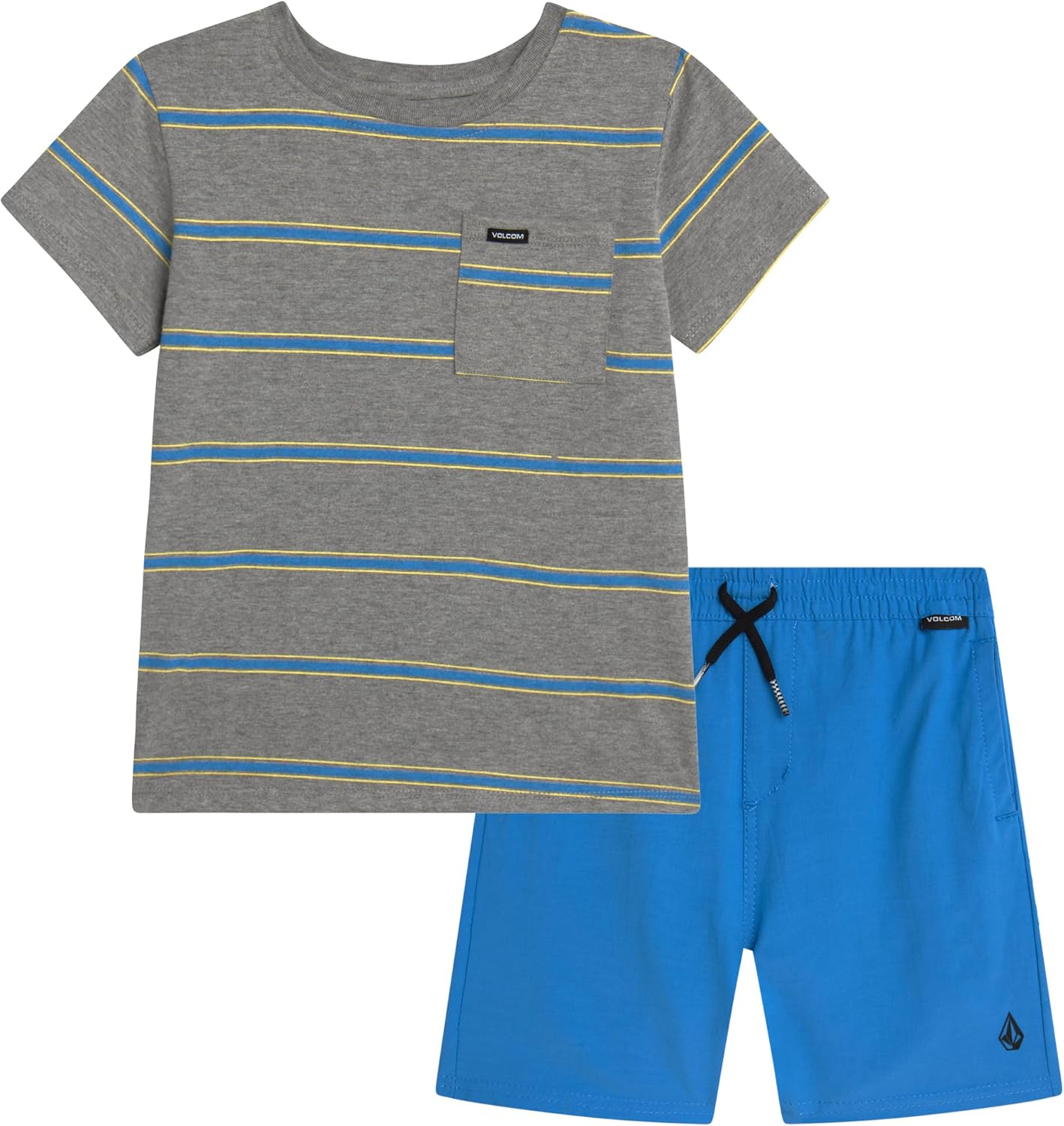 Volcom Toddler Boy Shorts Set - 2 Piece Short Sleeve Graphic Tees and Tech Stretch Shorts for Boys - Toddler Summer Clothes
