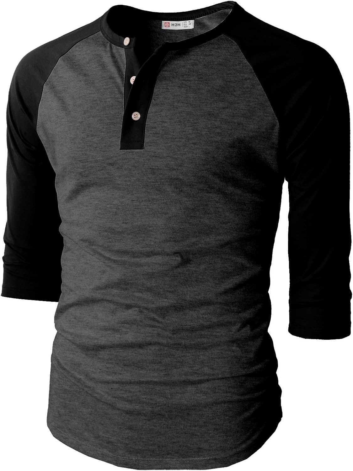H2H Mens Casual Slim Fit T-Shirts Henley Shirts Raglan Long & 3/4 Sleeve Jersey Baseball T Shirts