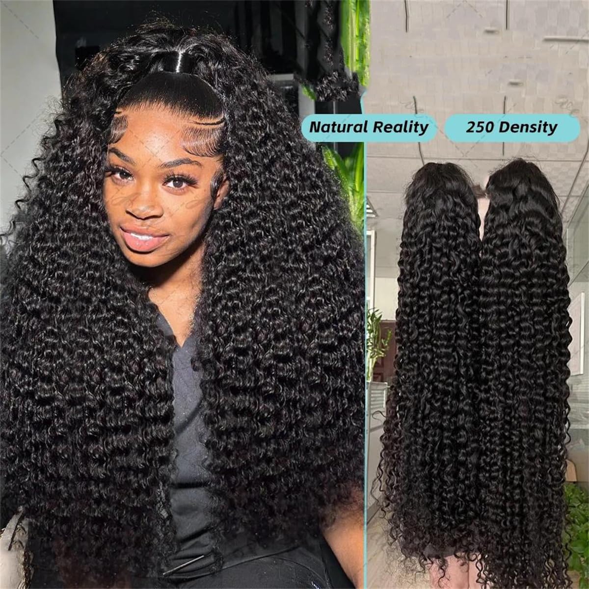 Generic Women's Deep Wave 13X6 Lace Frontal Human Hair Wigs Transparent Brazilian Remy 30 40 Inch Water Wave 13X4 Lace Front Wig