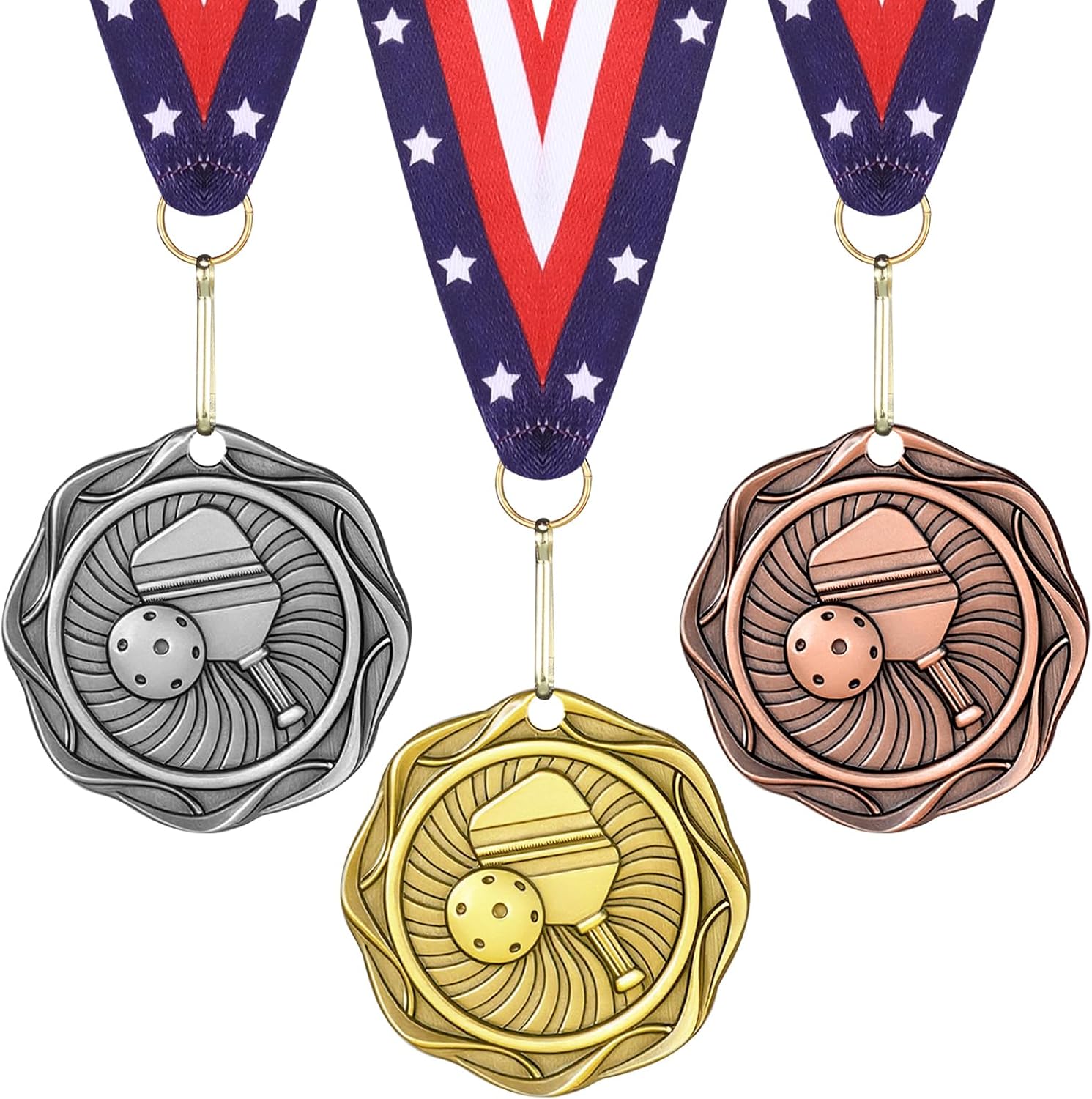 Metal Fusion Medals 2" Cornhole Dinkball Soccer 1st 2nd 3rd Place Award Medals with Ribbons Gold Silver Brown Trophy for Sports Participation Winner Prize Gift