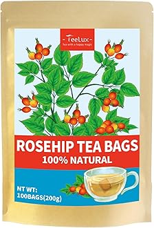 TeeLux Rose Hips Tea Bags, Premium Rosehip Herbal Tea, Fruity Flavor and Aroma, Caffeine-free, 100 Count