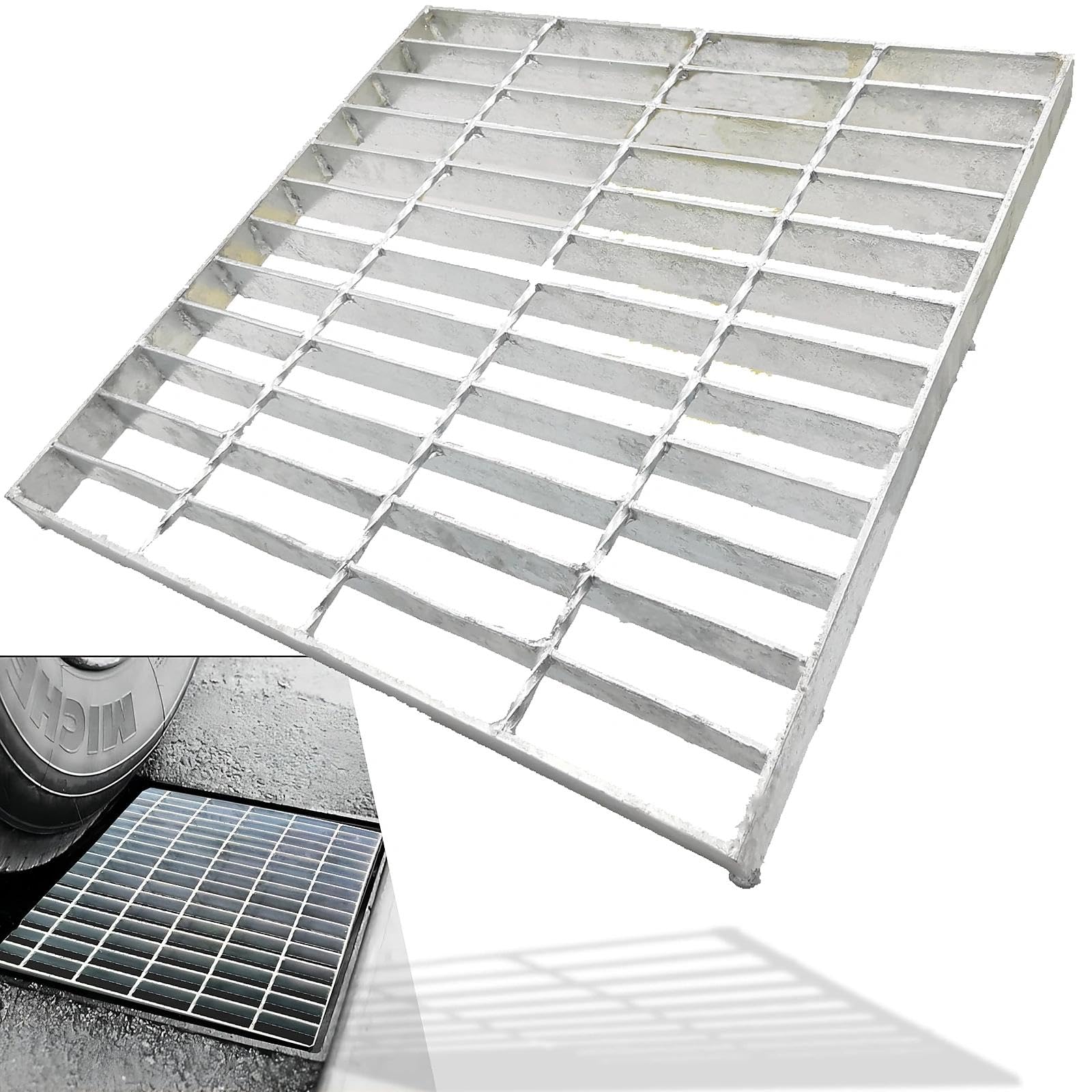 Galvanized Steel Drain Grate, Driveway Channel Cover 16x16 in