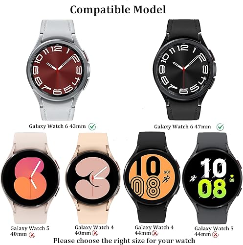 Miniatura 2 de Paquete de 6+6 para Samsung Galaxy Watch 6 Classic - Funda protectora de pantalla de 1.772 pulgadas, vidrio templado antivaho y cubierta protectora