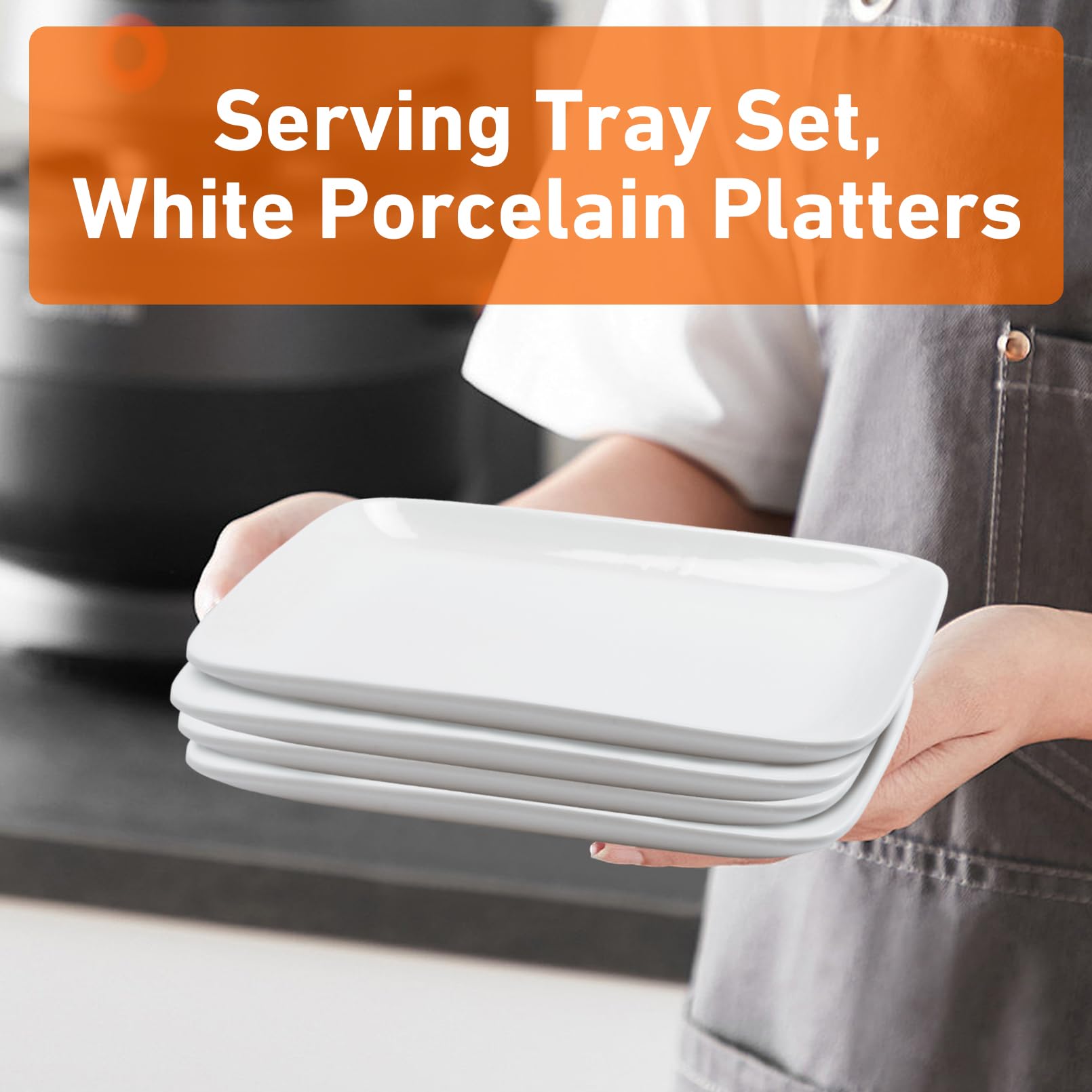 Platos rectangulares blancos de 9 pulgadas, platos rectangulares de cerámica, platos de postre de porcelana, platos rectangulares para aperitivos, platos de ensalada, platos de cena para