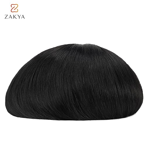 Miniatura 6 de Zakya Toupee para hombres 100% cabello humano europeo sistema de cabello para hombre mono fino con 1 "PU recubierto perímetro sistema de cabello