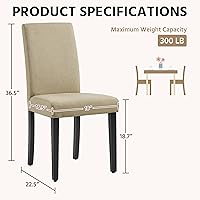 Vista 3 de Yaheetech Juego de 2 Sillas de Comedor de Tela Tapizada Parson Sillas de Cocina con Asiento Acolchado y Patas de Madera Maciza para Caqui