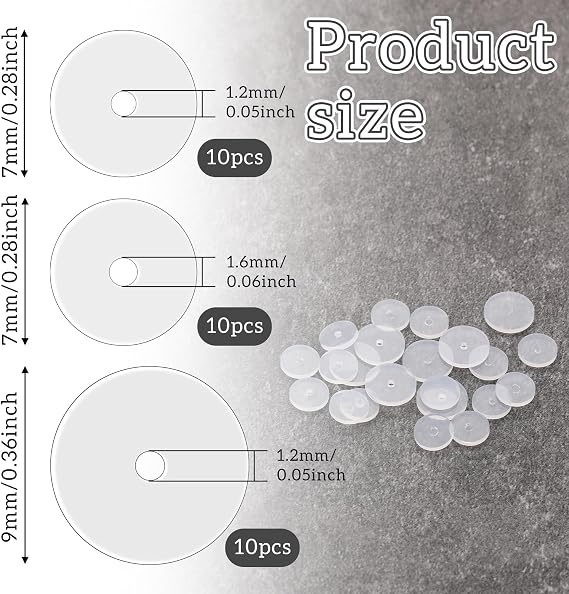 Clear Piercing Discs for Silicone Healing Earrings, Keloids & Belly Button Piercing Kit, 30Pcs 7mm/9mm