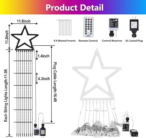 Miniatura 7 de Tira de luces navideñas con 8 modos, impermeable, 16.4 pies y 317 ledes para árbol de Navidad, Halloween, Año Nuevo, vacaciones y cumpleaños (Blanco