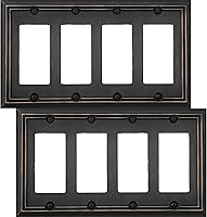 Vista 20 de Cubierta de Interruptor de Luz Doble Toggle/Decorador Individual Placa de Pared de Metal Adler, Paquete de 2 Bronce Envejecido 3 Gang, Cubierta