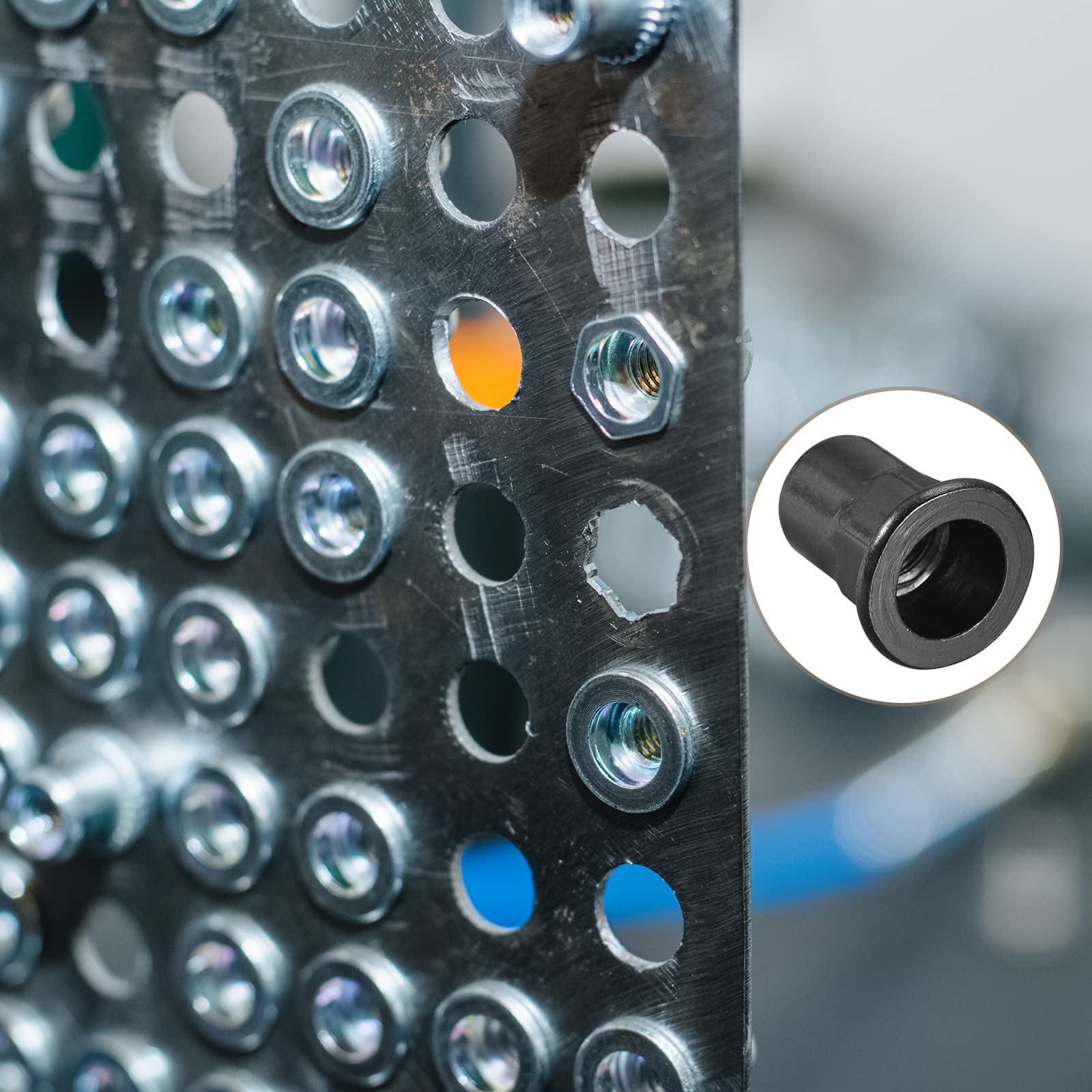 METALLIXITY Rivet Nuts (M8) 20Pcs, Carbon Steel Half Hex Threaded Insert Nuts - for Furniture Mechanical Fasteners Black - Image 3
