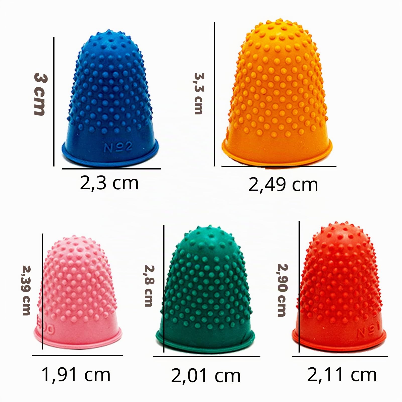5 piezas de dedales de goma para protección de las puntas de los dedos