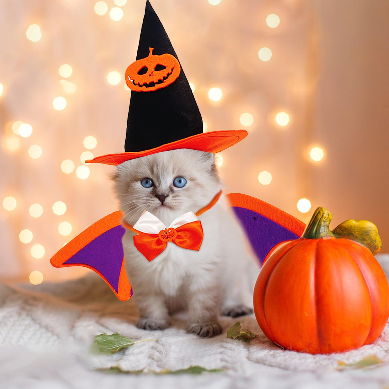 Abbigliamento Pet Halloween Costume Halloween Gatti Pipistrello - Ali Regolabili Con Campana Zucca Costume Cosplay Animali Domestici - 2