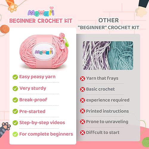 Miniatura 9 de Mewaii Kit de ganchillo para principiantes nivel 3 con 40% hilo fácil de poner en marcha extra, tutoriales en video paso a paso para adultos y niños