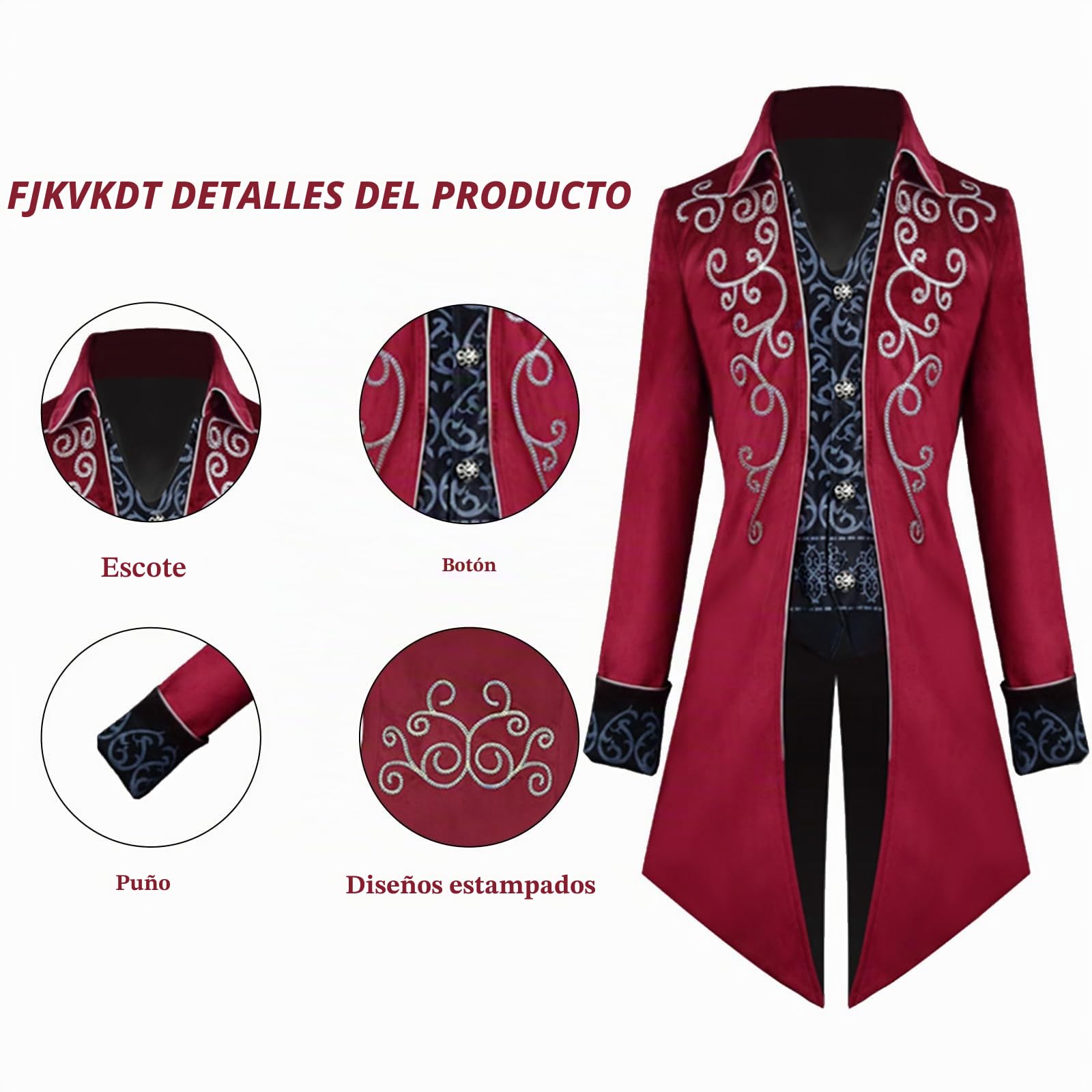 Chaqueta medieval steampunk para hombre, estilo victoriano, renacentista, gótico, retro, para fiesta de Halloween, cosplay, disfraces de caballero para adultos