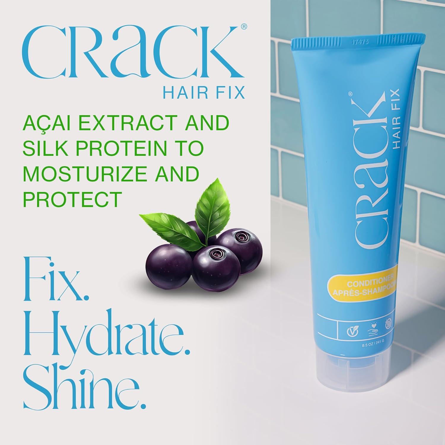 Crack HAIR FIX Conditioner with Twist Bottle | Intense Hydration & Frizz Control | Strengthens, Detangles & Restores Shine | Sulfate-Free, Vegan, Cruelty-Free & Made in USA | 8.5 Oz - Image 2