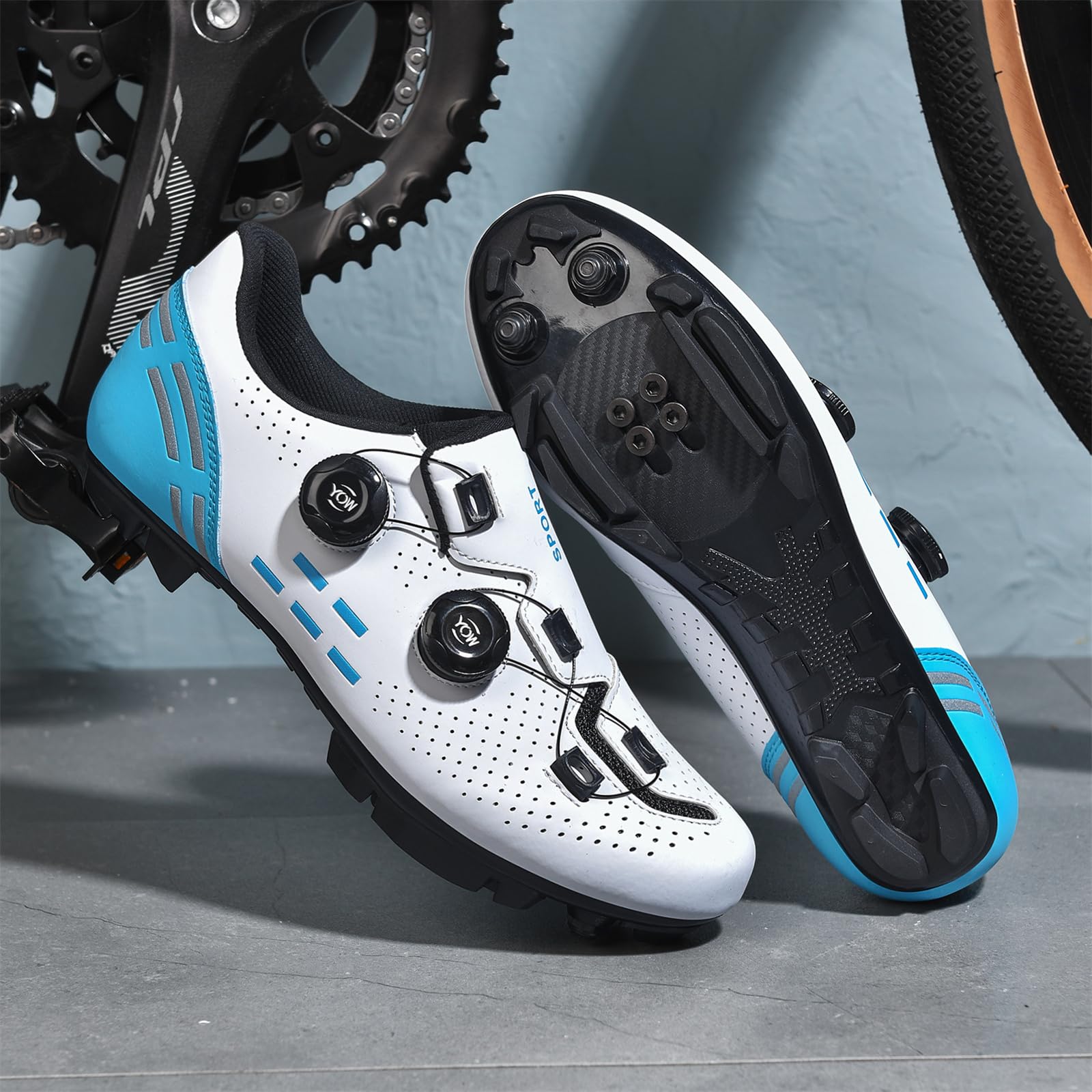 JiuQing Męskie buty na rower górski Buty rowerowe MTB z zatrzaskami SPD Buty rowerowe do jazdy na świeżym powietrzu