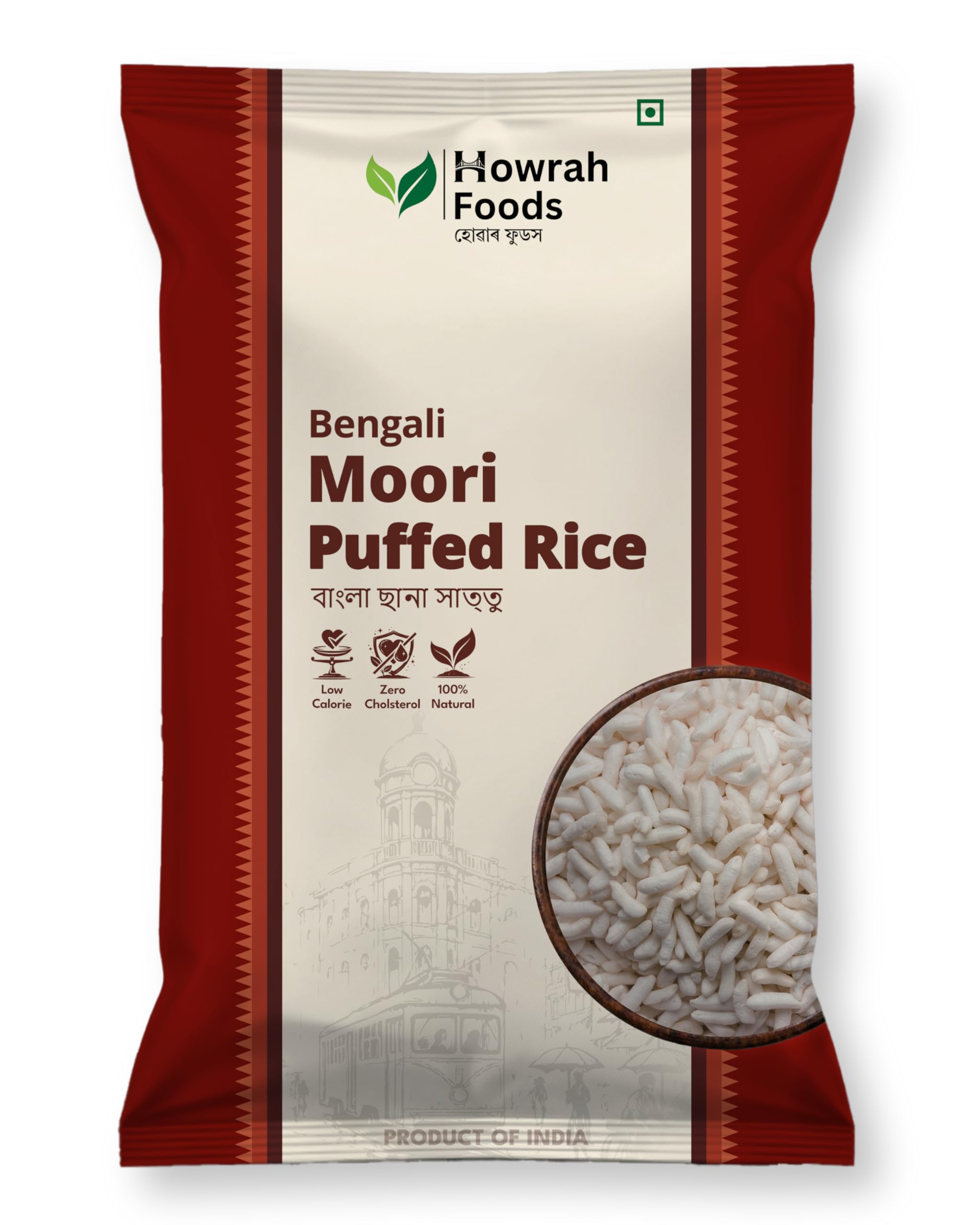 HOWRAH FOODS Bangla Premium Kolkata Style Moori 500g | Light, Crispy & Gluten Free Puffed Rice | Fresh Traditional Bengali Muri for Jhalmuri, Snacks & Breakfast | Authentic Taste of Bengal