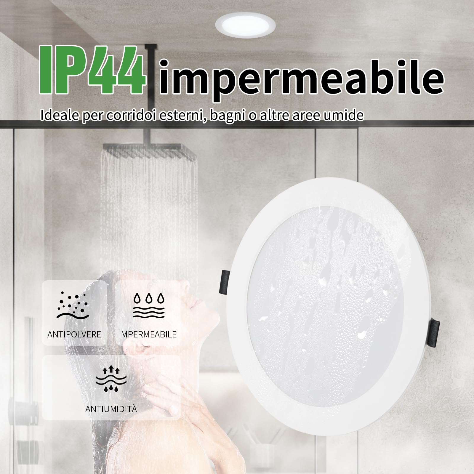 6 Pezzo Faretti LED da Incasso per Cartongesso 24W, 2200LM, IP44, Bianco Caldo 3000K/Bianco Neutro 4000K/Bianco Freddo 6000K Regolabili, Foro Ø185-210mm, Faretti LED Soffitto per Bagno Cucina