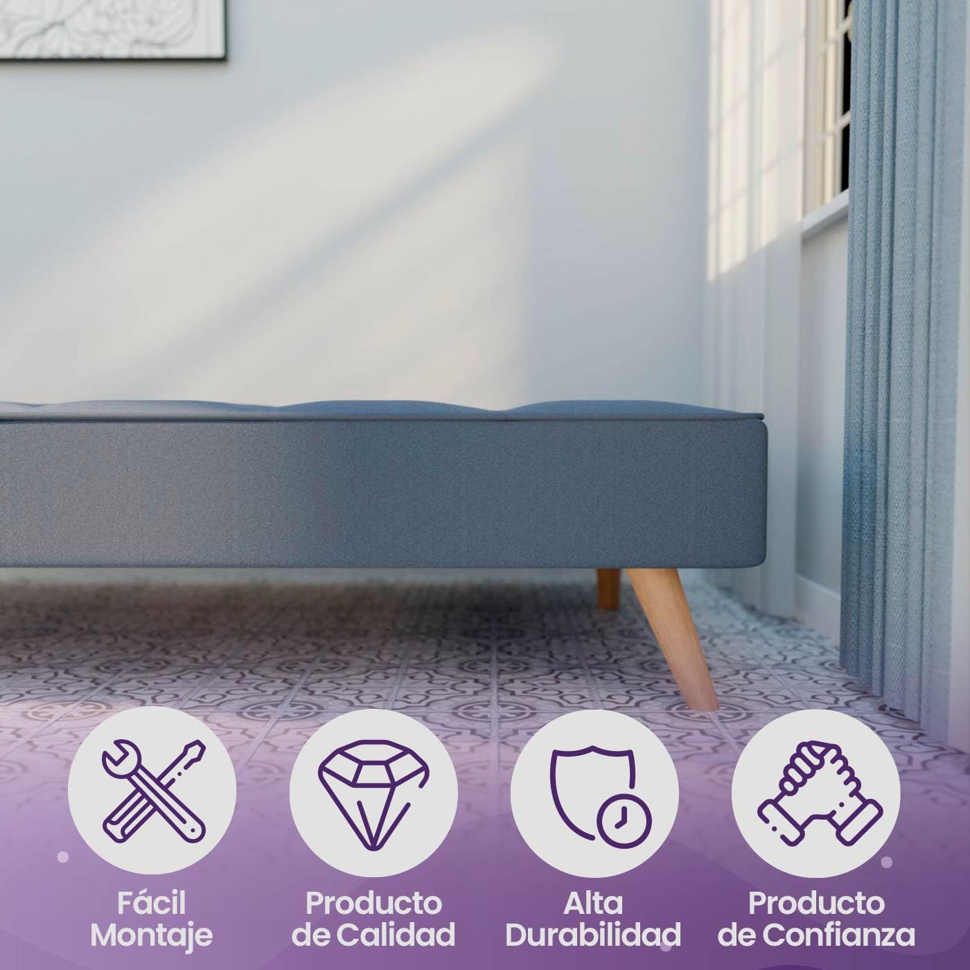 mattfy - Sofá Cama Clic Clac Tipo Libro de 3 Plazas Modelo Tiber, Diseño Moderno, Práctico y Funcional, Gris