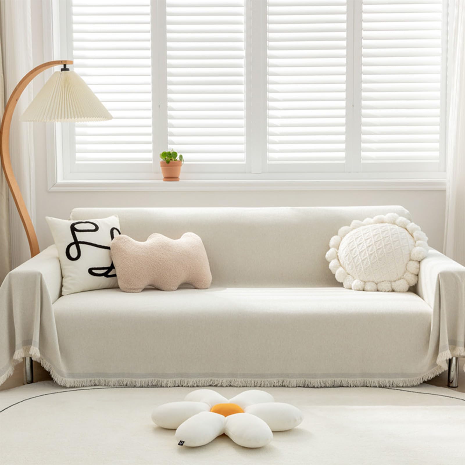 VanderHOME Súper suave cómodo manta manta sofá Mantas Decorativas Grandes para sofás Dormitorio Sala de estar Sencillo Diseño Multifuncional Super Grande Cálida Gruesa alfombra de sofá 180*230cmBeige