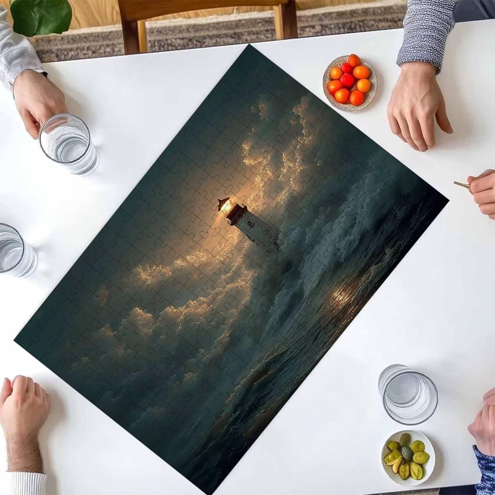 1500 Pezzi di Puzzle, faro nero 1500 Pezzi di Puzzle per Adulti, Regalo Anniversario, Regalo Natale, Decorazione Della Casa, Prevenzione Della Degenerazione Cerebrale Negli Anziani PjY1048 H-6